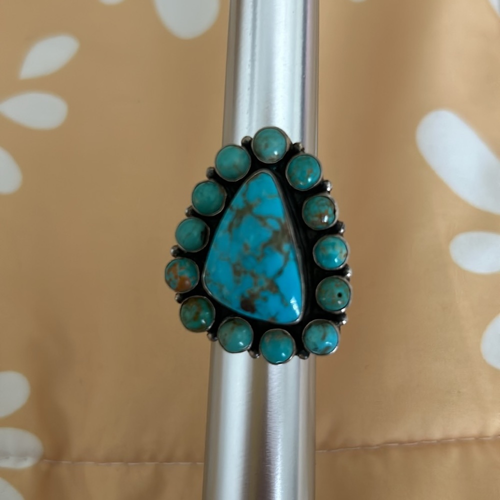 Vintage Turquoise 8 3/4 Sterling Silver Ring